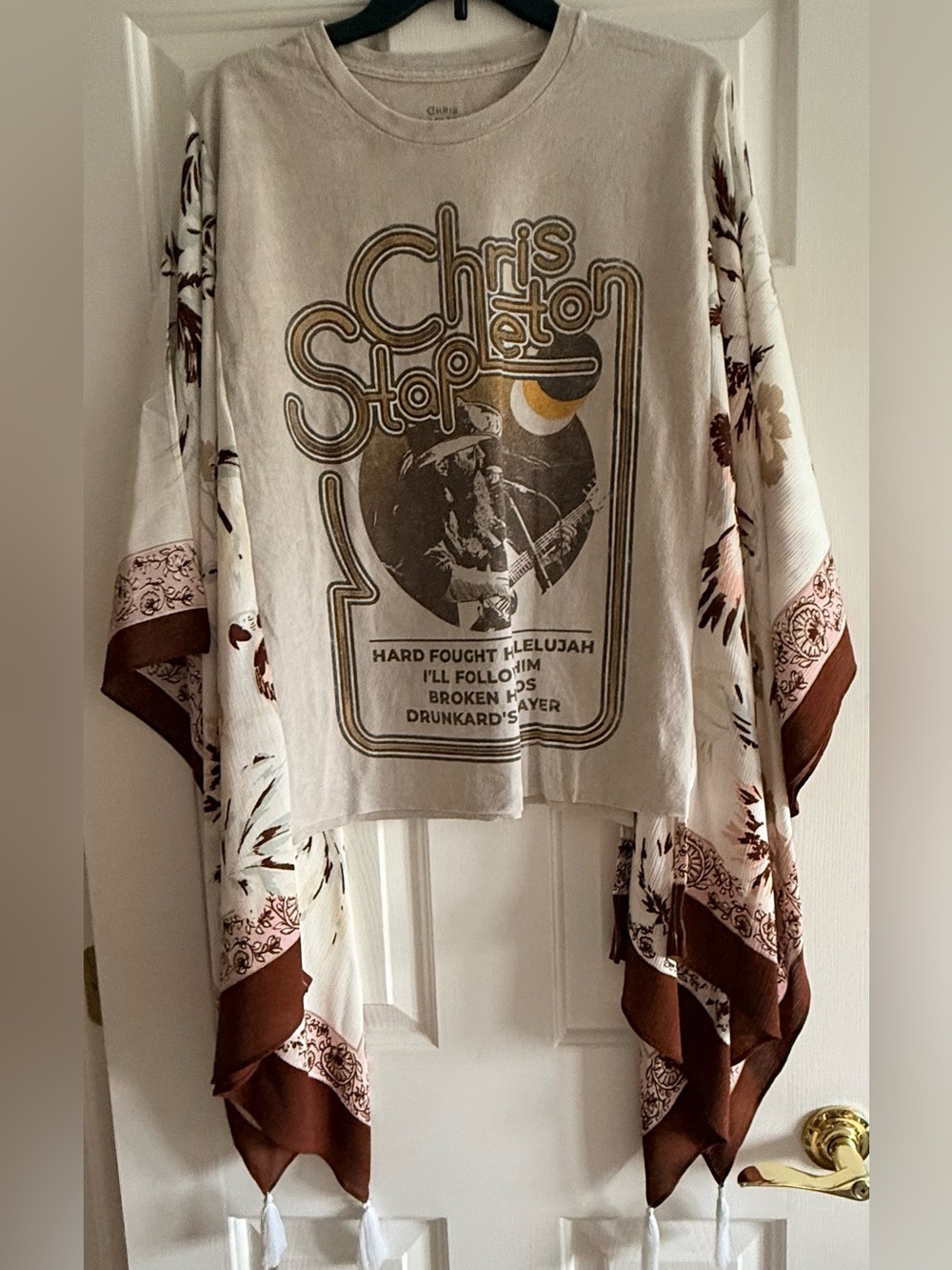 CHRIS STAPLETON Custom Upcycled Poncho Kimono Sleeve Top OSFM OOAK BOHO